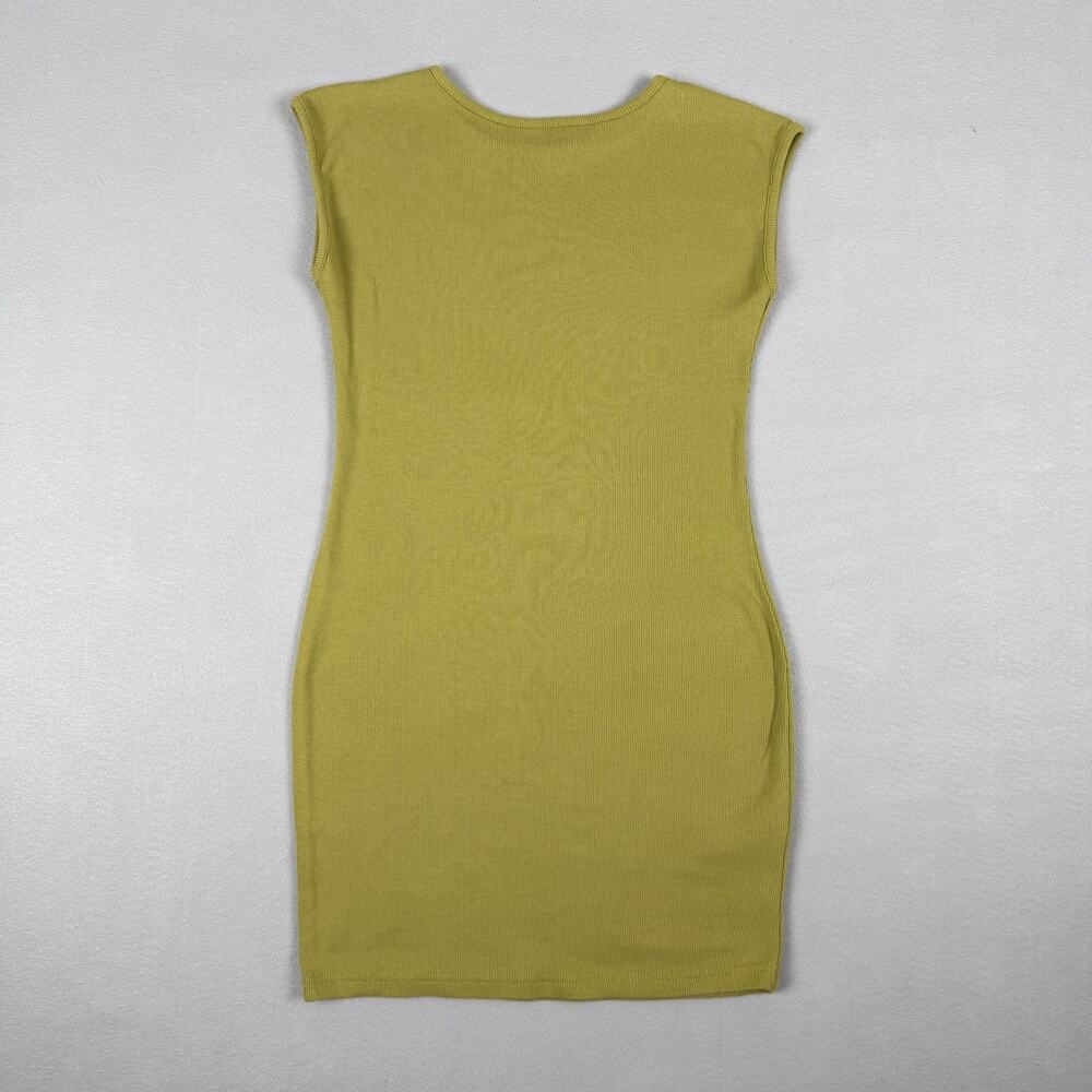 PrettyLittleThing Ribbed Cap-Sleeve Bodycon Mini Dress Green US 10